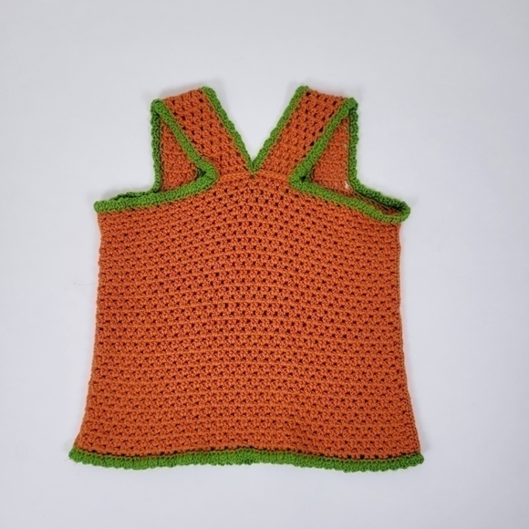 *Free with Purchase* Chunky knit vest green trim sleeveless thick straps - Picture 3 of 8